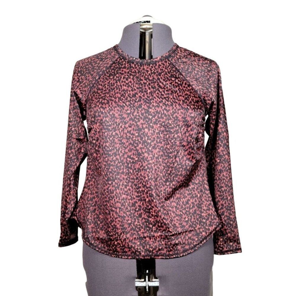 All in Motion Women's Long Sleeve Animal Print Rash Guard Sz 22W